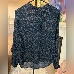 Navy bow collared blouse - Size S